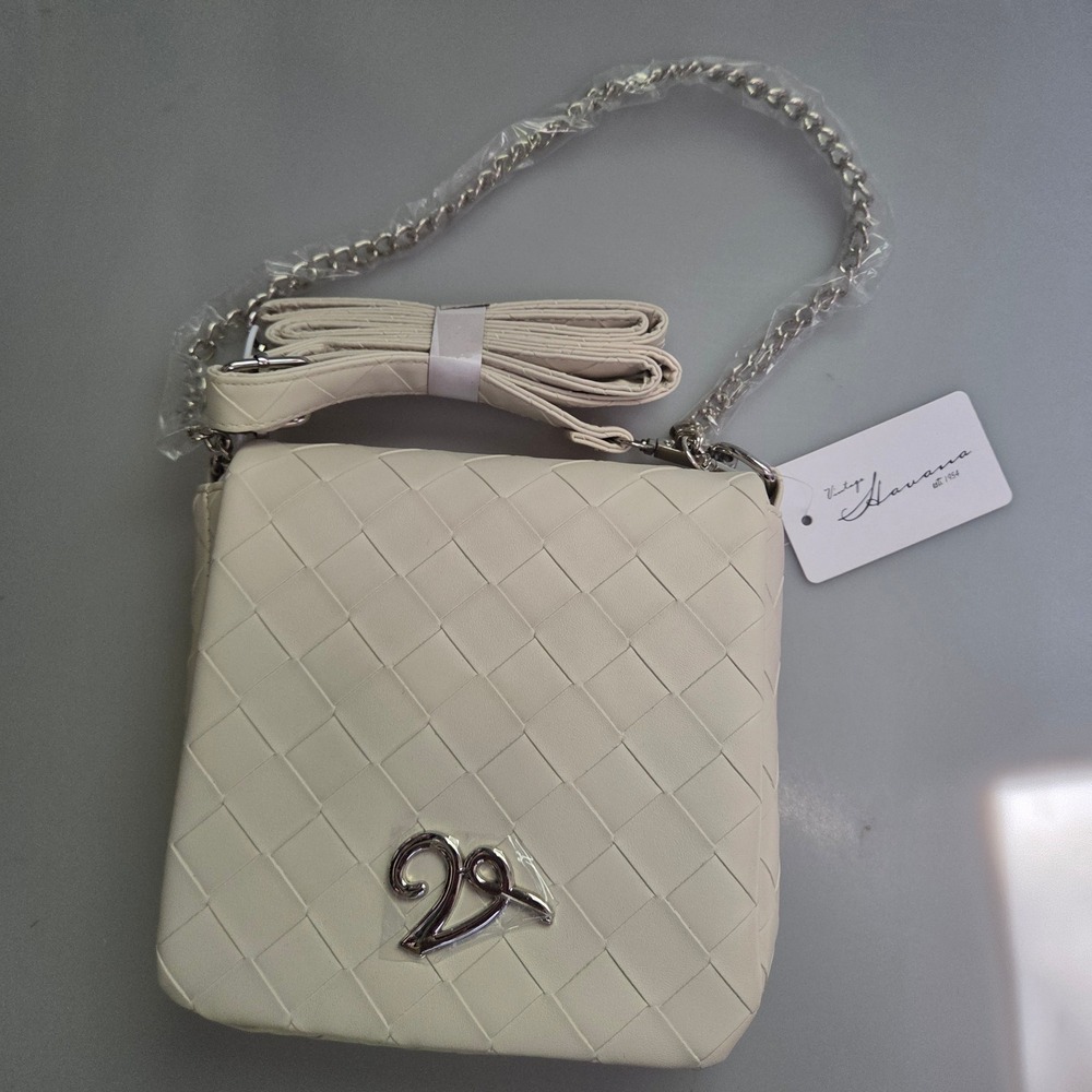 Navana‎ Woven Crossbody Bag White Cream Basketweave
